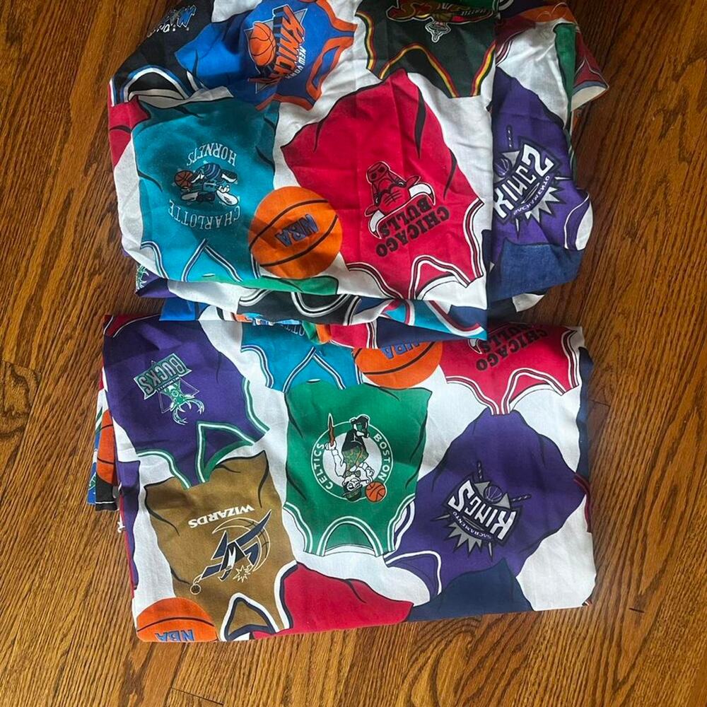 Vintage nba teams 1990s twin bed sheet and flat sheet